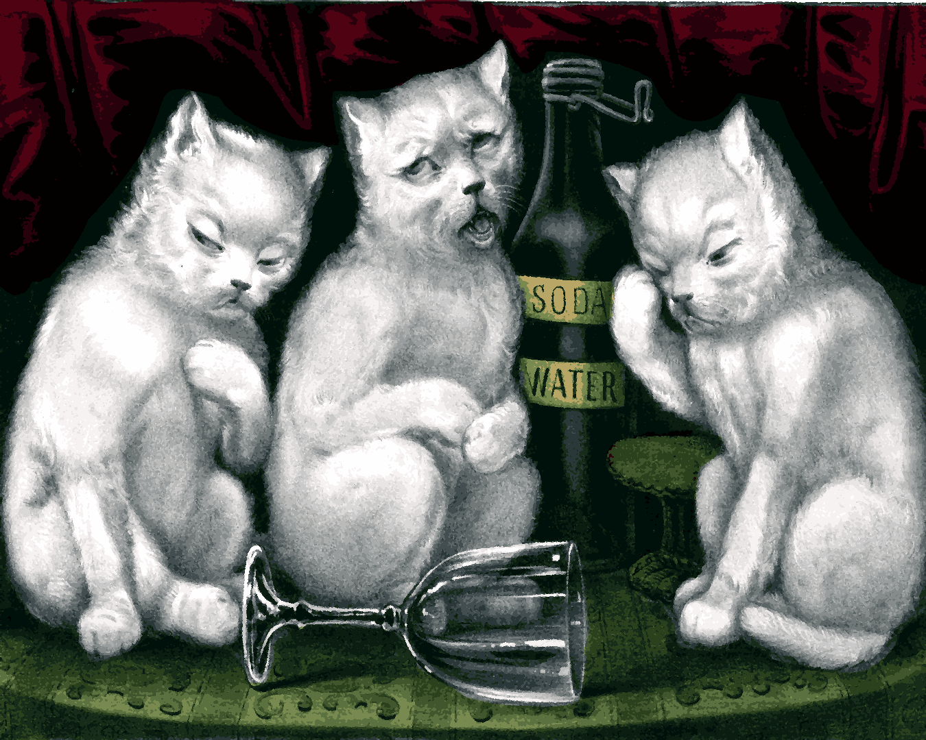 Cats Collection PD (7) - The three jolly kittens after the feast - Van-Go Paint-By-Number Kit