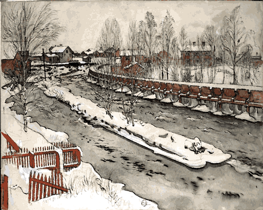 The Timber Chute, Winter Scene by Carl Larsson (105) - Van-Go Paint-By-Number Kit