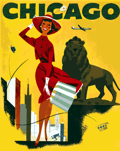 Vintage Travel Poster Collection (106) - Chicago - Van-Go Paint-By-Number Kit