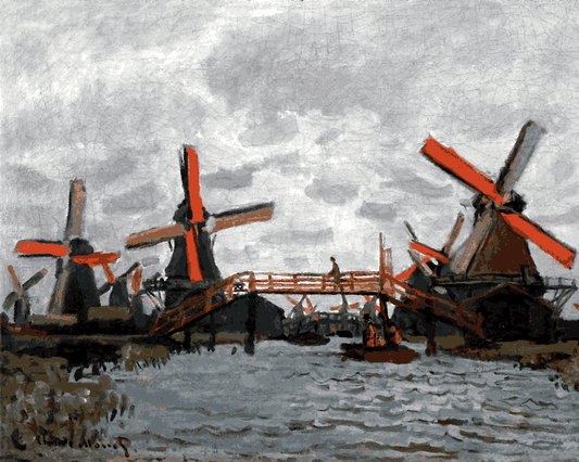 Claude Monet PD (108) - Mills at Westzijderveld near Zaandam - Van-Go Paint-By-Number Kit