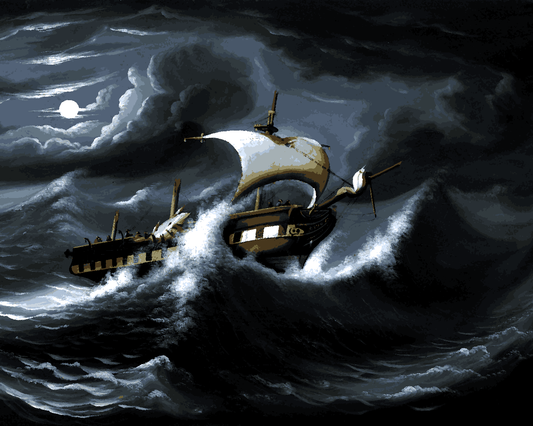 Storm Collection PD (10) - Storm-Tossed Frigate by Thomas Chambers - Van-Go Paint-By-Number Kit