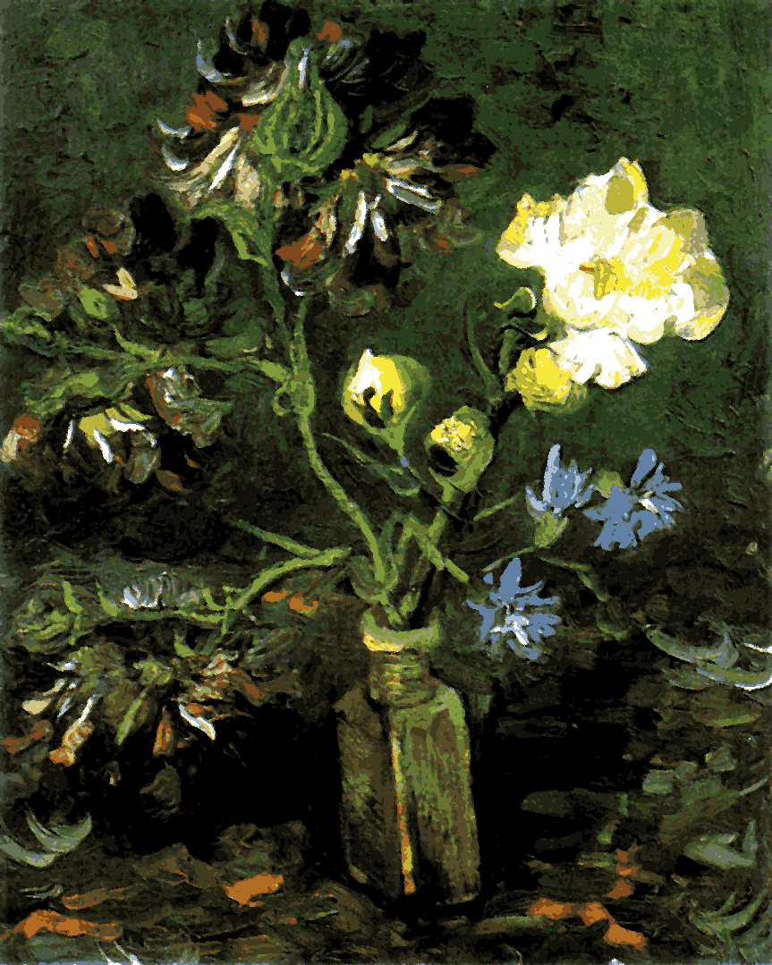 Vincent Van Gogh PD (119) - Small Bottle with Peonies and Blue Delphiniums - Van-Go Paint-By-Number Kit