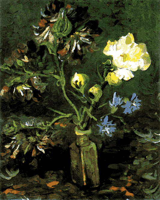 Vincent Van Gogh PD (119) - Small Bottle with Peonies and Blue Delphiniums - Van-Go Paint-By-Number Kit