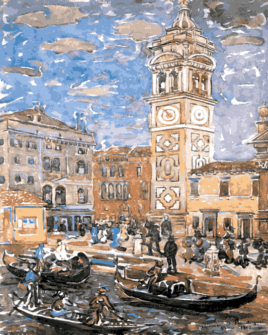 Venice, Italy Collection PD (11) - Santa Maria Formosa by Maurice Prendergast - Van-Go Paint-By-Number Kit