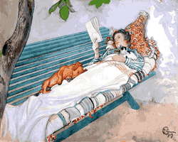 Woman Lying on a Bench by Carl Larsson (122) - Van-Go Paint-By-Number Kit