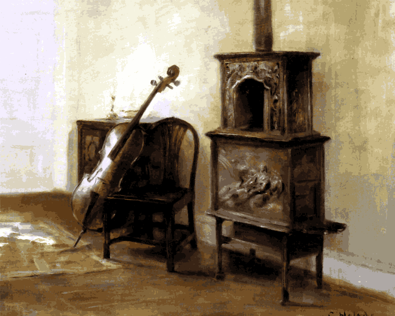 Cello Collection PD (12) - Interieur with a Cello by Carl Holsøe - Van-Go Paint-By-Number Kit