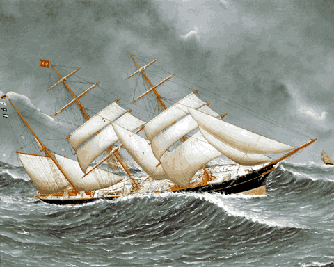Sailing Ships Collection (12) - The barque ‘Camphill’ in a rough sea - Van-Go Paint-By-Number Kit