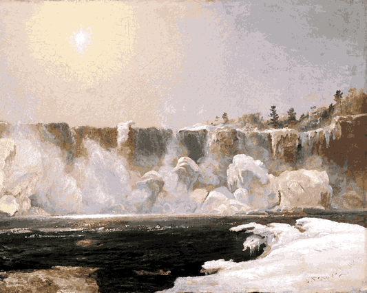 Niagara Falls Collection PD (12) - Niagara Falls in Winter by Jasper Francis Cropsey - Van-Go Paint-By-Number Kit