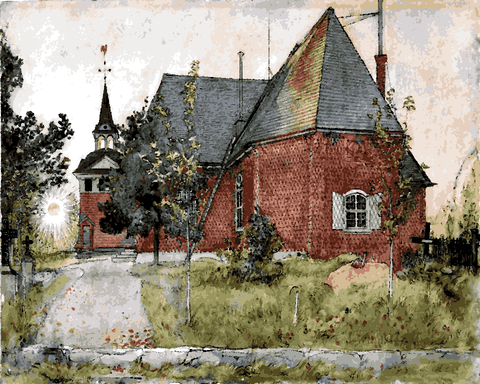 Old Sundborn Church by Carl Larsson (130) - Van-Go Paint-By-Number Kit