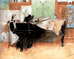 Suzanne at the Clavier' or 'The Scales' by Carl Larsson (138) - Van-Go Paint-By-Number Kit