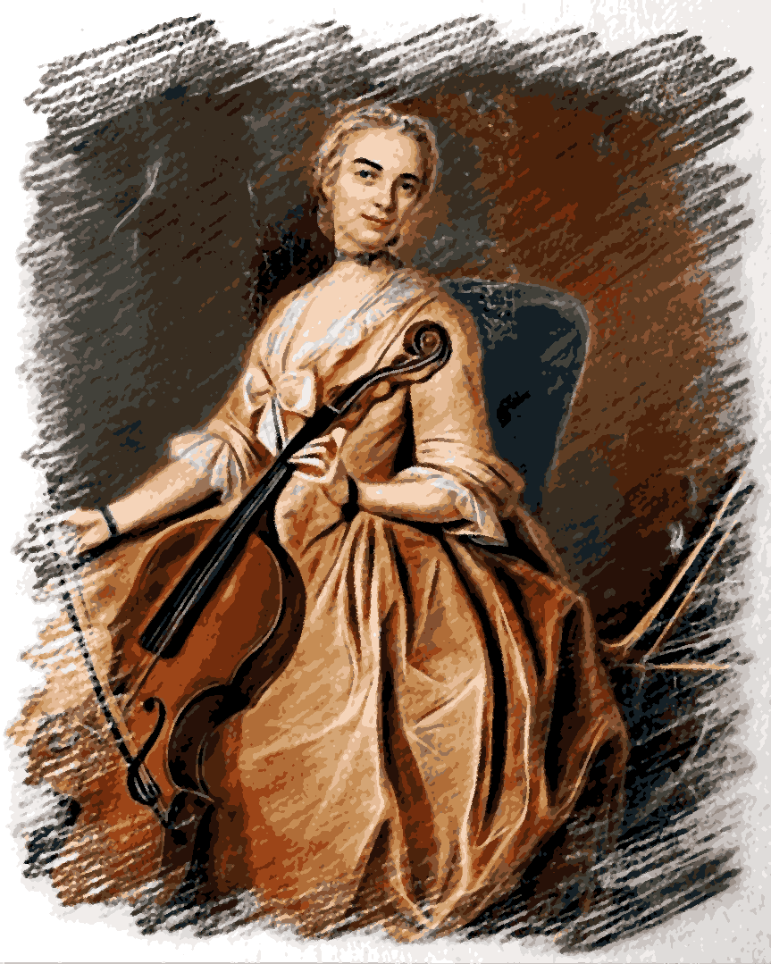 Cello Collection PD (13) - Porträt of a Woman with a Cello by Balthasar Denner - Van-Go Paint-By-Number Kit