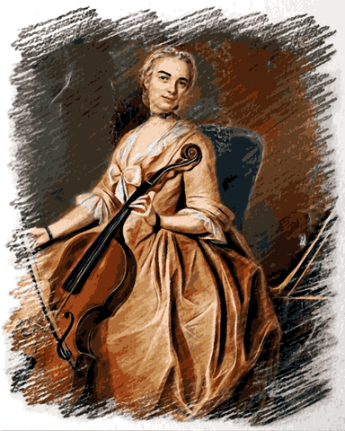 Cello Collection (13) - Porträt of a Woman with a Cello by Balthasar Denner - Van-Go Paint-By-Number Kit