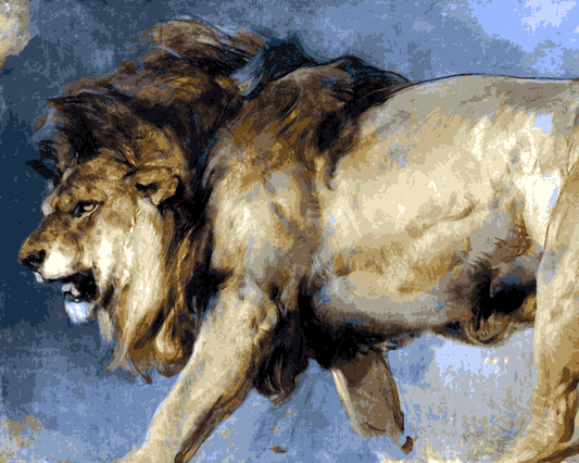 Lions Collection PD (14) - Study of a Lion by Edwin Henry Landseer -  Van-Go Paint-By-Number Kit