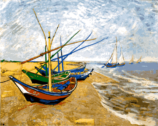 Vincent Van Gogh PD (14) - Fishing Boats on the Beach at Saintes-Maries - Van-Go Paint-By-Number Kit