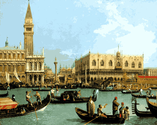 Venice, Italy Collection PD (14) - The Bacino di San Marco on Ascension Day by Canaletto - Van-Go Paint-By-Number Kit