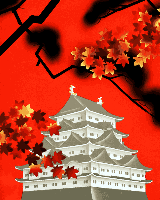 Vintage Travel Poster Collection PD (15) - Autumn in Nagoya, Japan - Van-Go Paint-By-Number Kit