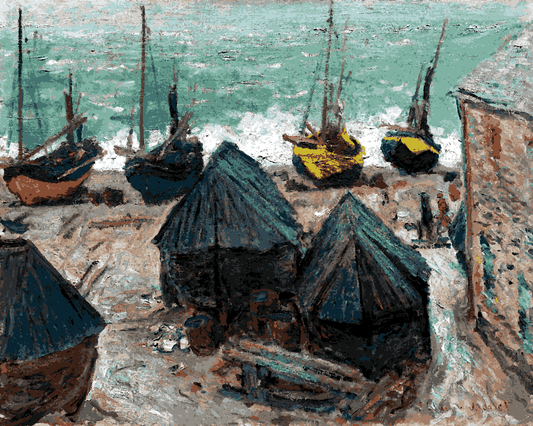 Claude Monet PD (15) - Boats on the Beach at Étretat - Van-Go Paint-By-Number Kit
