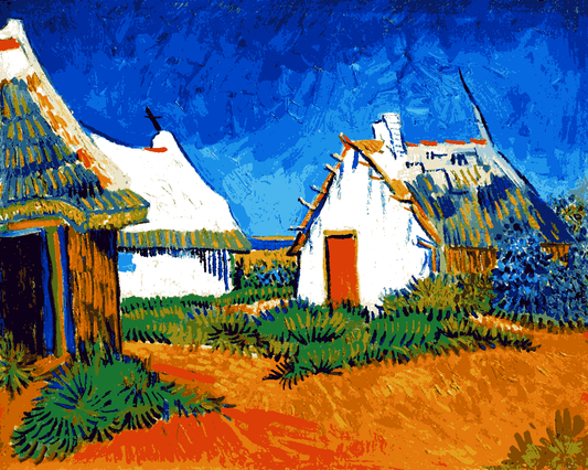 Vincent Van Gogh PD (168) - Three White Cottages in Saintes-Maries - Van-Go Paint-By-Number Kit