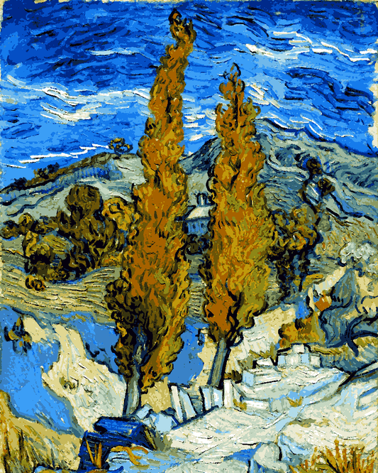 Vincent Van Gogh PD (171) - Two Poplars in the Alpilles near Saint-Rémy - Van-Go Paint-By-Number Kit