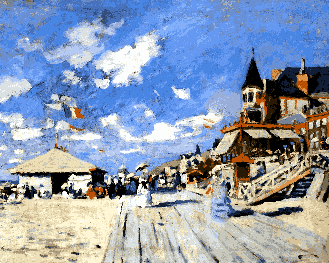 Claude Monet PD (174) - The boardwalk on the beach at Trouville - Van-Go Paint-By-Number Kit