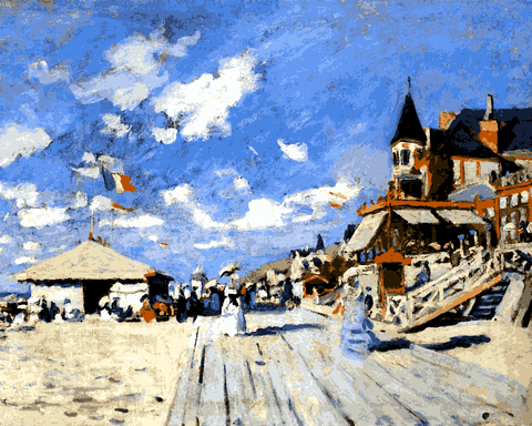 Claude Monet OD (174) - The boardwalk on the beach at Trouville - Van-Go Paint-By-Number Kit
