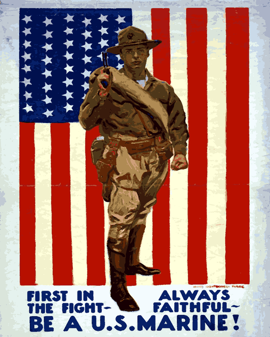 WW1 Collection PD (17) - First in the fight. Always faithful. Be a U.S. Marine! - Van-Go Paint-By-Number Kit