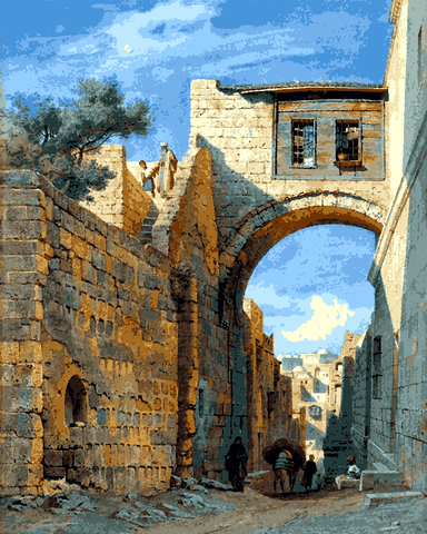 Jerusalem Collection (17) - Street Scene In Jerusalem - Van-Go Paint-By-Number Kit