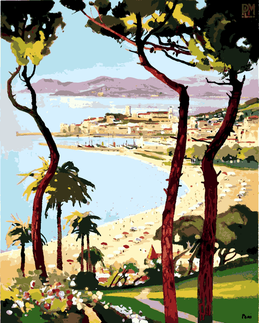 Vintage Travel Poster Collection PD (17) - Cannes, France - Van-Go Paint-By-Number Kit