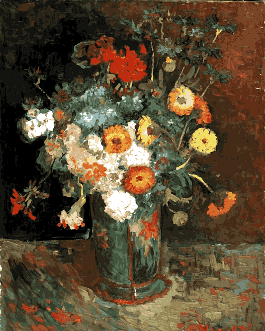 Vincent Van Gogh PD (184) - Vase with Zinnias and Geraniums - Van-Go Paint-By-Number Kit