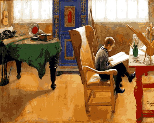 Esbjorn in the Study Corner by Carl Larsson (18) - Van-Go Paint-By-Number Kit