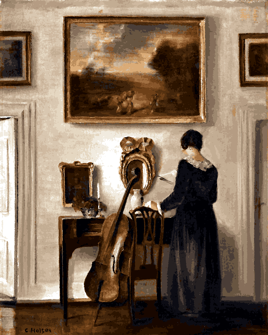 Cello Collection PD (18) - Interior with woman and cello by Carl Holsøe - Van-Go Paint-By-Number Kit