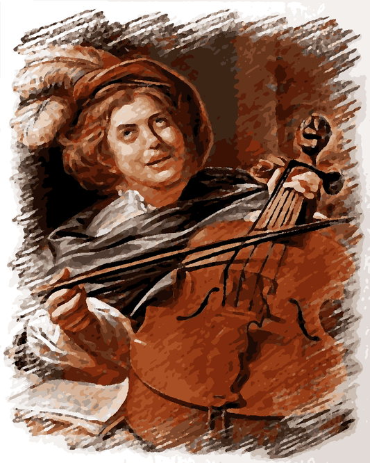 Cello Collection PD (19) - Cello player by Judith Leyster - Van-Go Paint-By-Number Kit