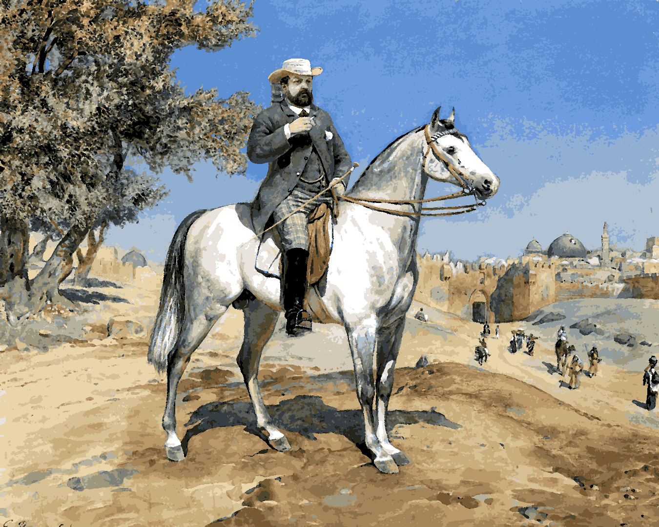 Jerusalem Collection PD (1) - A Horseman By A Jerusalem Gate - Van-Go Paint-By-Number Kit