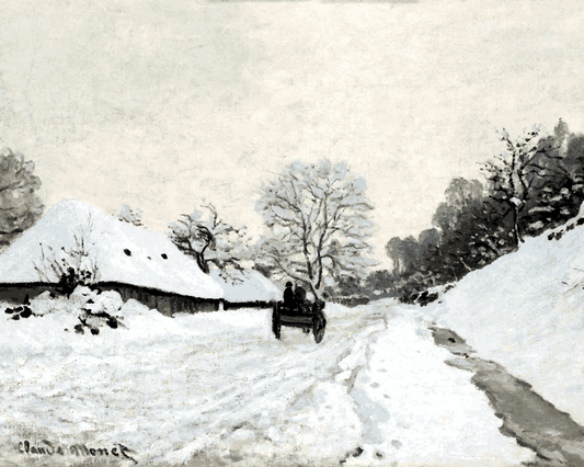 Claude Monet PD (1) - A Cart on the Snowy Road at Honfleur - Van-Go Paint-By-Number Kit