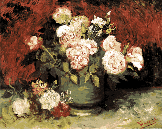 Vincent Van Gogh PD (20) - Bowl with Peonies and Roses - Van-Go Paint-By-Number Kit