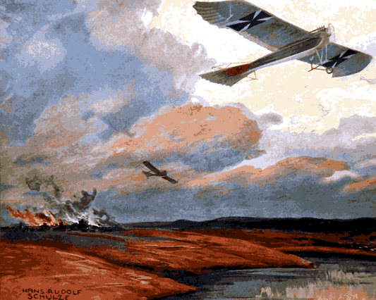 WW1 Collection PD (20) - German aircraft on military operations towards Munich - Van-Go Paint-By-Number Kit