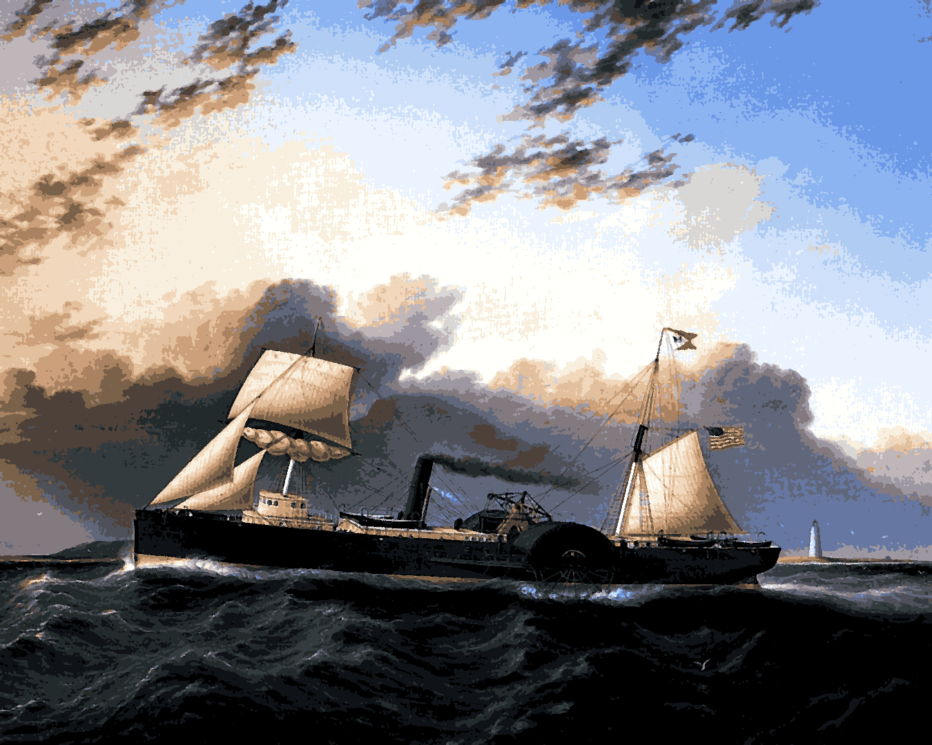 Sailing Ships Collection PD (21) - The Steam and Sail Ship Western Metropolis - Van-Go Paint-By-Number Kit