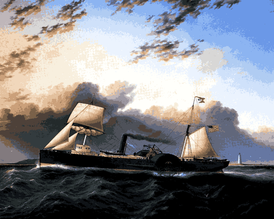 Sailing Ships Collection PD (21) - The Steam and Sail Ship Western Metropolis - Van-Go Paint-By-Number Kit