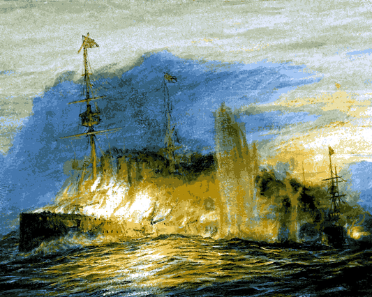 WW1 Collection PD (21) - HMS 'Good Hope', on fire - Van-Go Paint-By-Number Kit