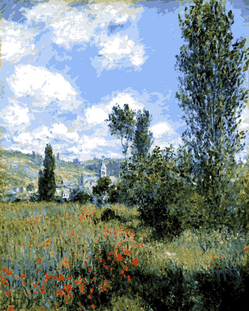 Claude Monet PD (226) - View of Vétheuil - Van-Go Paint-By-Number Kit