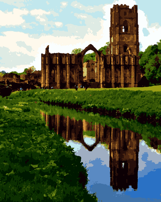 Vintage Travel Poster Collection PD (23) - Fountains Abbey, England - Van-Go Paint-By-Number Kit