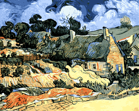 Vincent Van Gogh OD (26) - Thatched Cottages at Cordeville - Van-Go Paint-By-Number Kit