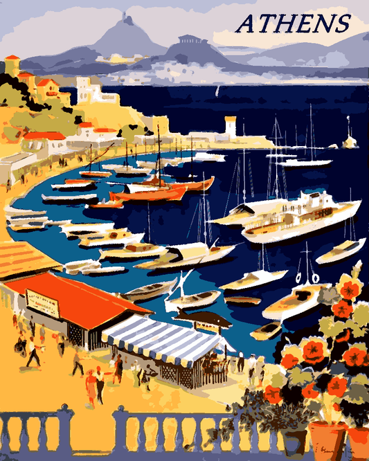 Vintage Travel Poster Collection PD (27) - Athens, Greece - Van-Go Paint-By-Number Kit