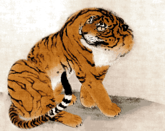 Tigers Collection PD (27) - Sitting Tiger by Maruyama Ōkyo - Van-Go Paint-By-Number Kit