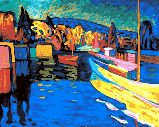 Wassily kandinsky Collection PD (28) - Autumn Landscape with Boats - Van-Go Paint-By-Number Kit