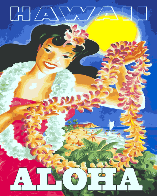 Vintage Travel Poster Collection PD (29) - Hawaii - Van-Go Paint-By-Number Kit