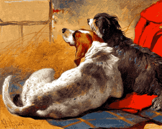 Dogs Collection PD (2) - A Hound and a Bearded Collie by John Frederick Herring - Van-Go Paint-By-Number Kit