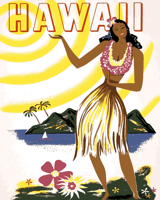 Vintage Travel Poster Collection PD (30) - Hawaii - Van-Go Paint-By-Number Kit