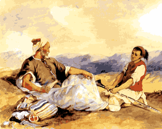Morocco Collection PD (31) - Two moroccans seated in the count by Delacroix Eugene - Van-Go Paint-By-Number Kit