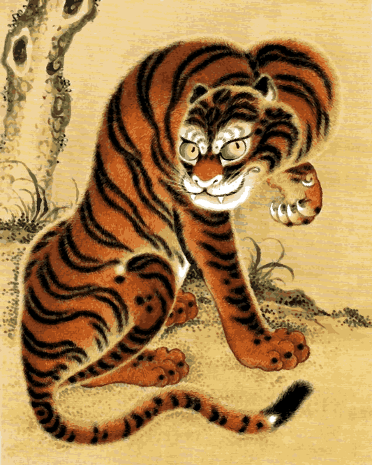 Tigers Collection PD (32) - Tiger Cleaning its Paw' by Matsui Keichu - Van-Go Paint-By-Number Kit